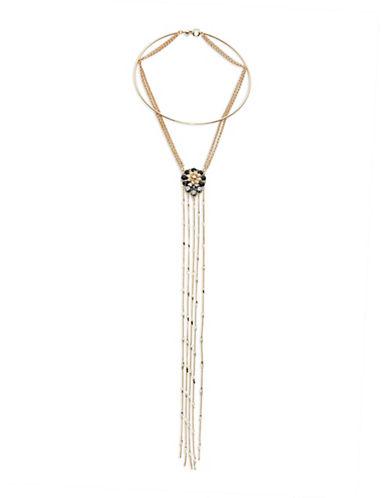 Design Lab Lord & Taylor Floral And Fringe Choker Pendant Necklace