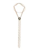 Design Lab Lord & Taylor Floral And Fringe Choker Pendant Necklace