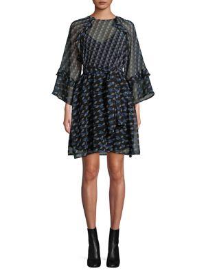 Marella Geometric Bell-sleeve Dress