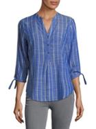 Ivanka Trump Striped Three-quarter Sleeve Top