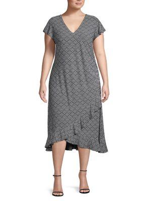 Rafaella Plus Chevron Geometric Printed Dress