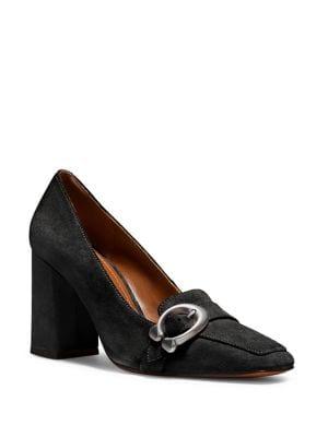 Coach Jade Buckle Suede Loafers