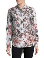 Lord & Taylor Plus Floral Linen Top