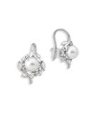 Majorica 7mm White Pearl And Cubic Zirconia Earrings