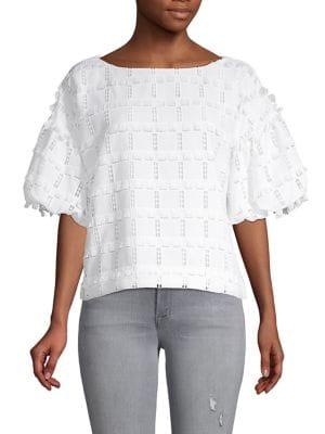 Bcbgmaxazria Fringe Puffed-sleeve Top