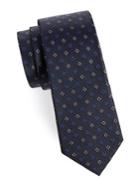Black Brown Embroidered Boxes Silk Tie