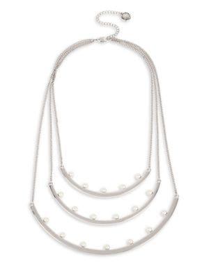 Bcbgeneration Silvertone Multi-row Curved Bar Frontal Necklace