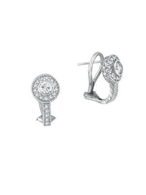 Morris & David 14k White Gold & Diamond Omega Back Earrings - 1.13 Tcw