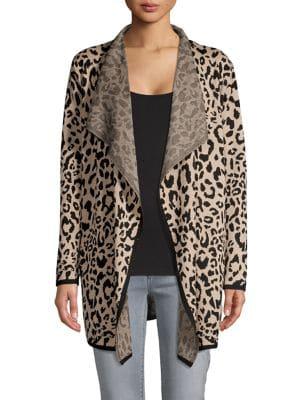 Jones New York Leopard-print Flyaway Cardigan