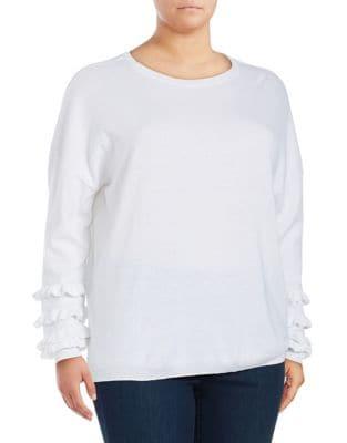 Lord & Taylor Plus Long Ruffle Sleeve Sweater