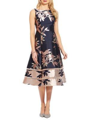 Adrianna Papell Floral Jacquard A-line Dress