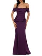 Xscape Off-the-shoulder Tiered Gown