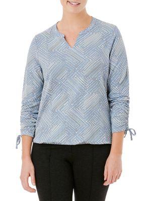 Olsen Comfy Sport Abstract Tie Sleeve Top