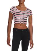 Design Lab Lord & Taylor Striped Cropped Top