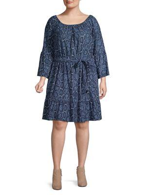 Michael Kors Plus Tied Snake-print Boho Dress