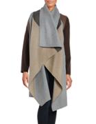 Dawn Levy Colorblocked Cascading Front Wool Blend Coat