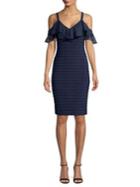 Adrianna Papell Ruffled Off-the-shoulder Sheath Dress