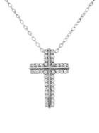 Lord & Taylor Mia Sarine 925 Sterling Silver & Crystal Bar Cross Pendant
