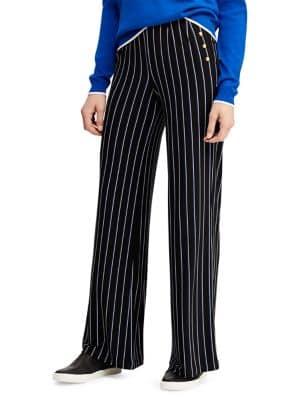 Lauren Ralph Lauren Petite Mid-rise Button-trimmed Jersey Pants