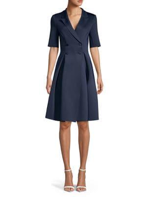 Badgley Mischka Platinum Notch Lapel Double-breasted Fit-&-flare Dress