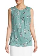 Karl Lagerfeld Paris Floral Pleated Neck Camisole