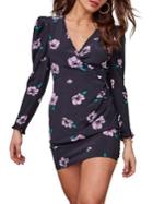 Astr The Label Marinke Floral Surplice Mini Dress