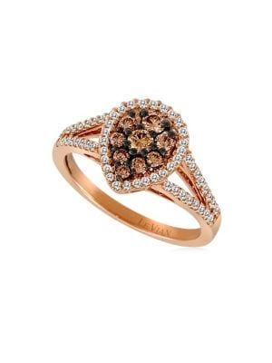 Le Vian 14k Strawberry Gold, Chocolate Diamond And Vanilla Diamond Solitaire Ring