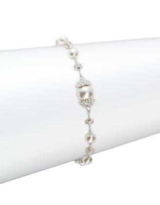 Nadri Crystal And Faux Pearl Mare Line Bracelet