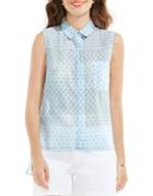 Two By Vince Camuto Sleeveless Delicate Dabs Stripe Splitback Shirt