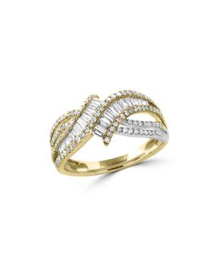 Effy Diamond & 14k White And Yellow Gold Crossover Ring