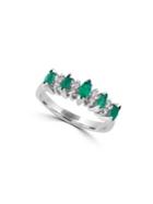 Effy Brasilica Natural Emerald, Diamond And 14k White Gold Ring
