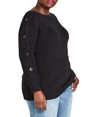 City Chic Plus Sweet Buttons Sweater