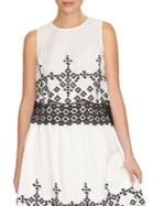 Cece Embroidered Cotton Sleeveless Blouse