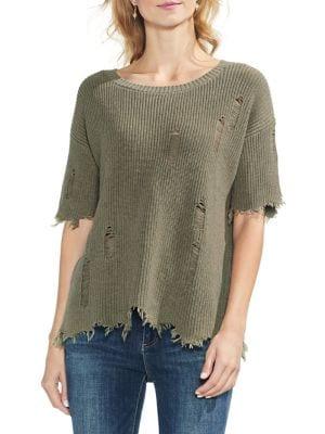 Vince Camuto Estate Jewels Distressed Cotton Sweater