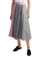French Connection Carolie Striped Colorblock Cotton Blend Midi Skirt