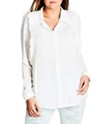 City Chic Plus Frill Button-down Shirt