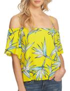 1 State Tahiti Cold Shoulder Flounce Sleeve Top