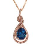 Effy Final Call Diamond, London Blue And 14k Rose Gold Pendant Necklace