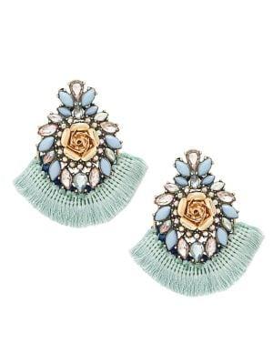 Design Lab Crystal And Fringe Drop Earrings