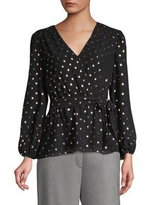 Imnyc Isaac Mizrahi Polka Dot Long-sleeve Top