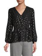 Imnyc Isaac Mizrahi Polka Dot Long-sleeve Top