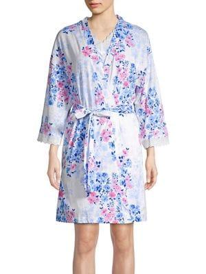 Carole Hochman Floral 2-piece Wrap With Nightgown Set