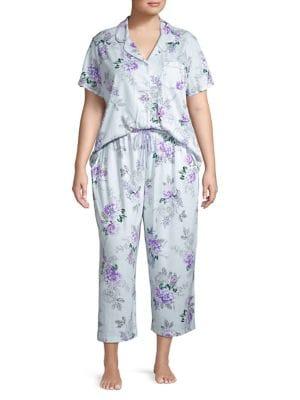 Karen Neuburger Plus Floral Short-sleeve Pj Set