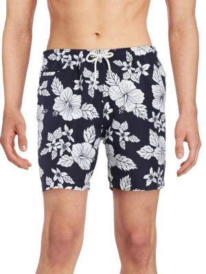 Trunks Surf + Swim Hibiscus Print Swim Trunks