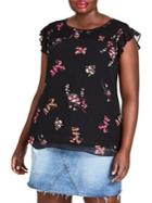 City Chic Plus Sleeveless Floral Top