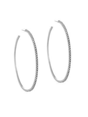 French Connection Large Pave Crystal Hoop Earrings