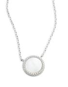 Lord & Taylor Cubic Zirconia And Sterling Silver Disc Pendant Necklace