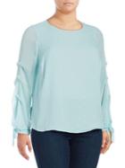 Vince Camuto Plus Gathered Long-sleeve Top