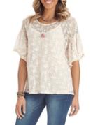 Democracy Embroidered Flutter Sleeve Tee