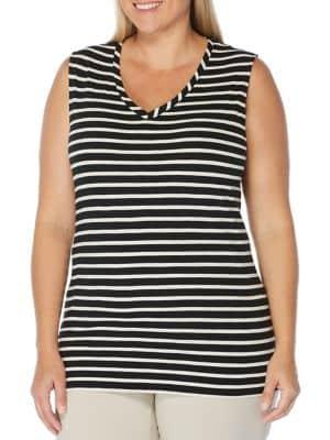 Rafaella Plus Striped Cotton Tank Top